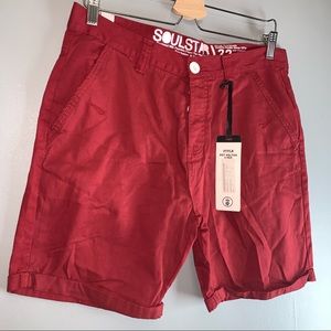 Soulstar Red cuff bottom cargo shorts